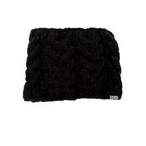 Roxy Women's Black Chunky Cable Knit Technical Fleece Lined Winter Scarf OS